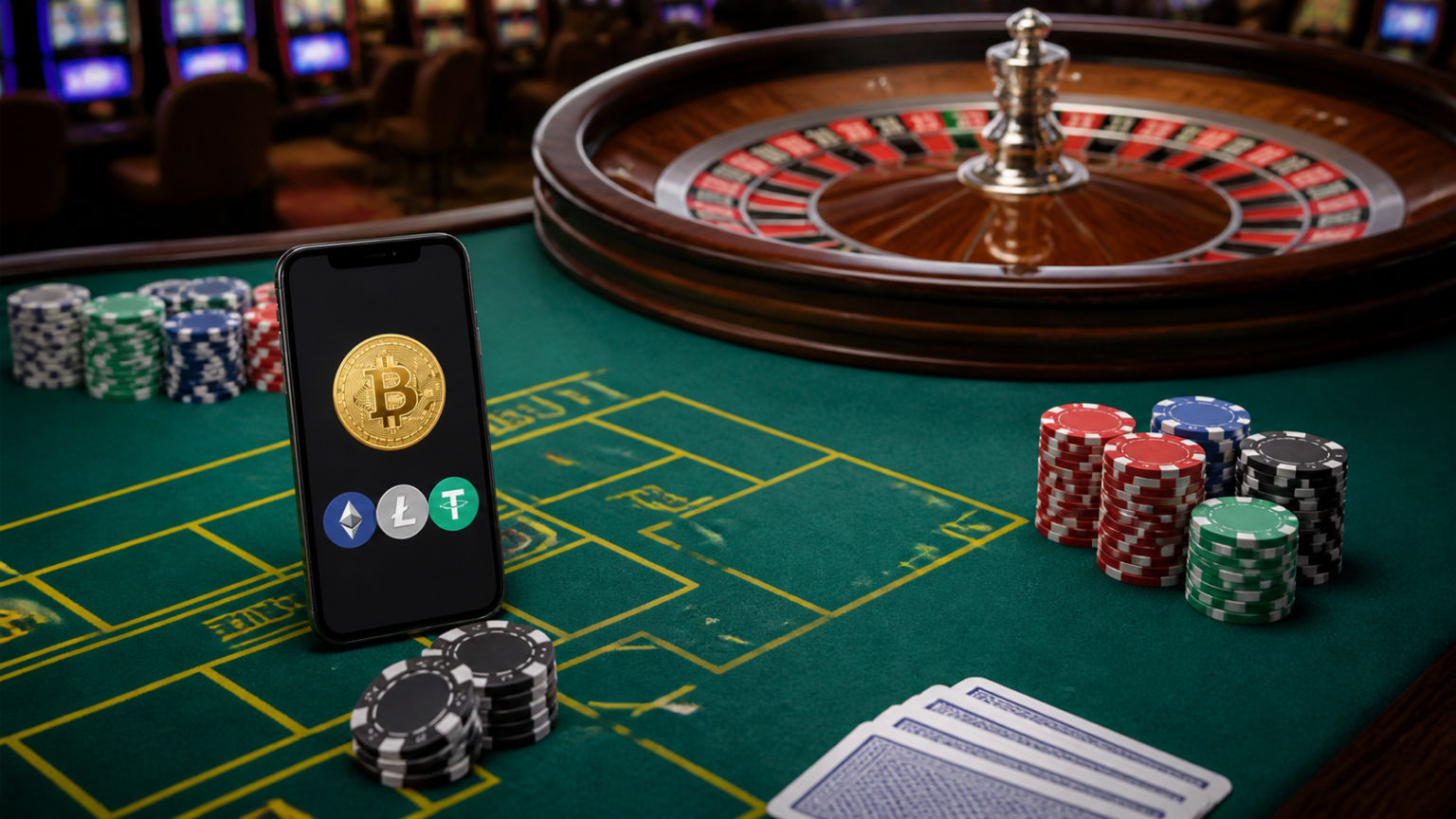 Best Crypto Casino Guide for Players Who Value Flexibility Casino table with chips and crypto payment symbols