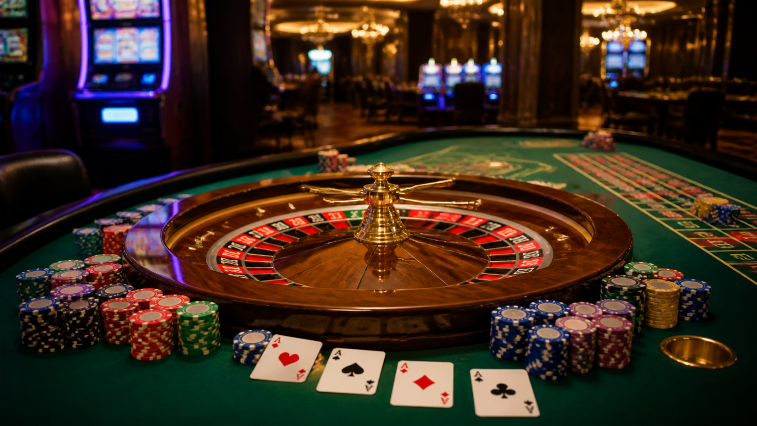 แทง บอล ออนไลน์ เว็บ ไหน ดี: เปรียบเทียบระบบชำระเงิน การบริการ และเงื่อนไข Casino roulette table with chips and cards