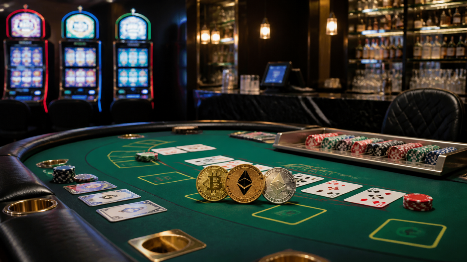 Casino table with cryptocurrency payment theme